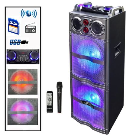 beFree Sound Rechargeable 12 Inch Bluetooth Portable Party Speaker with Party Lights, FM Radio and USB/TF Inputs