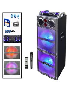 beFree Sound Double 10 Inch Subwoofer Portable Bluetooth Party Speaker with Reactive Lights