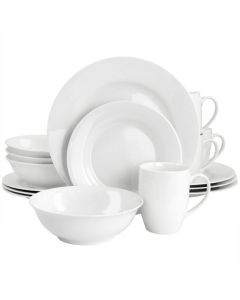 Gibson Home White Cloud Fine Ceramic 16 Piece Dinnerware Set in White