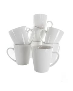 Elama Amie 8 Piece 12 Ounce Porcelain Mug Set in White